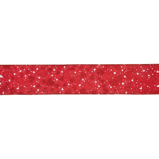 2.5" x 10yd. Red Hearts Valentine's Day Wired Craft Ribbon By Northlight | Michaels®